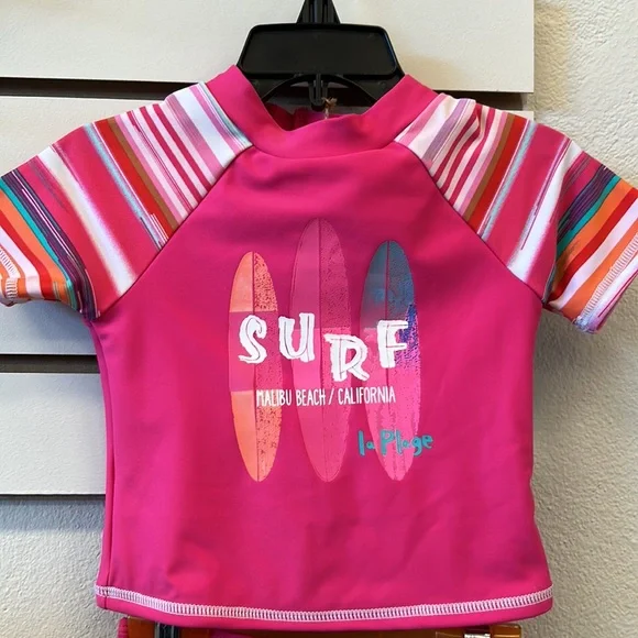 NWT ROCOCO SWIM BABY RASHGUARD SET PINK - Picture 3 of 8